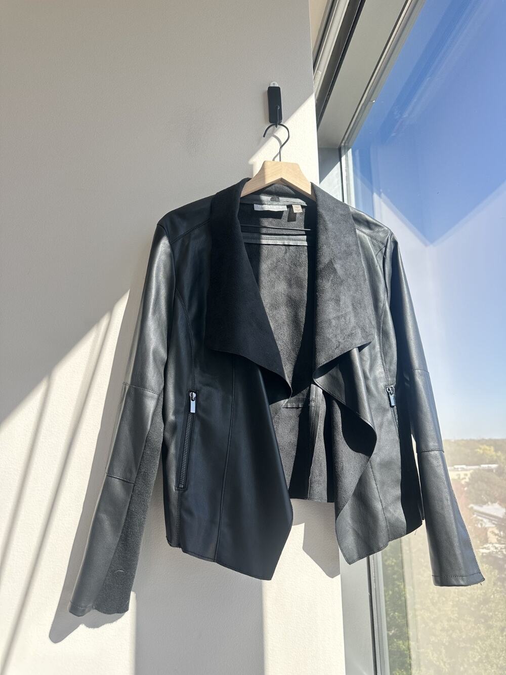 Bagatelle Draped Faux Leather Jacket Women's L